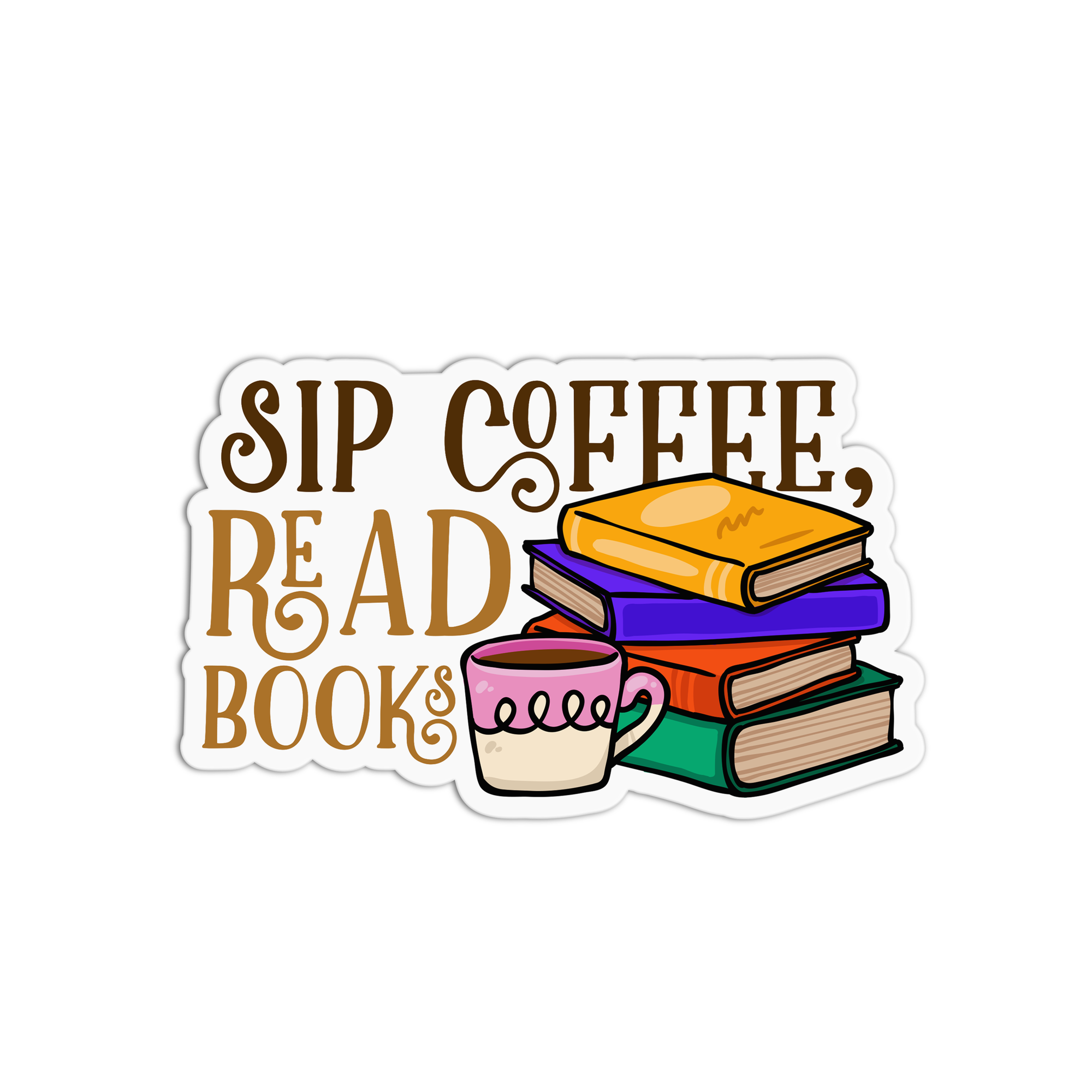 Sip Coffee Read Books Sticker