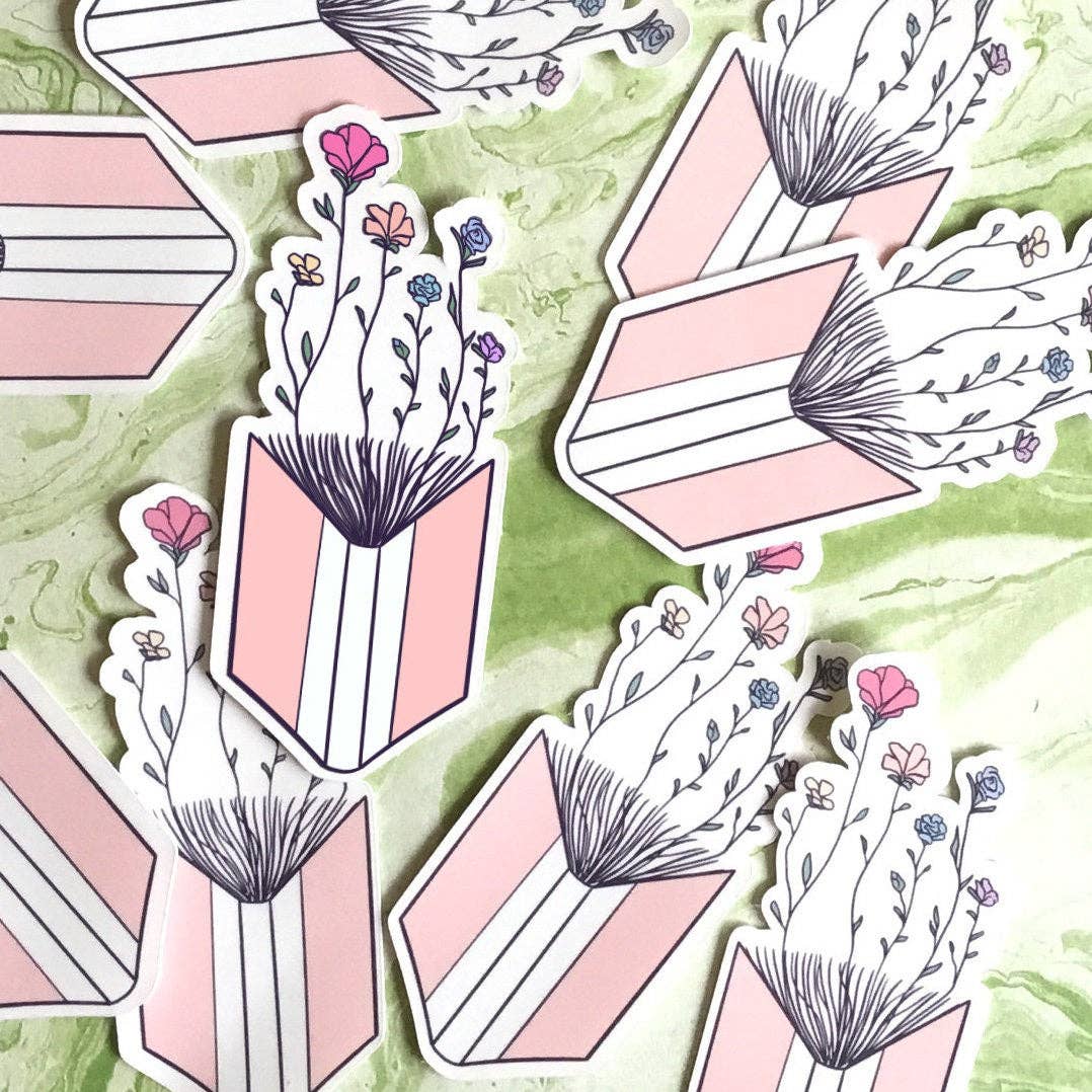 Flower Book Vinyl Sticker