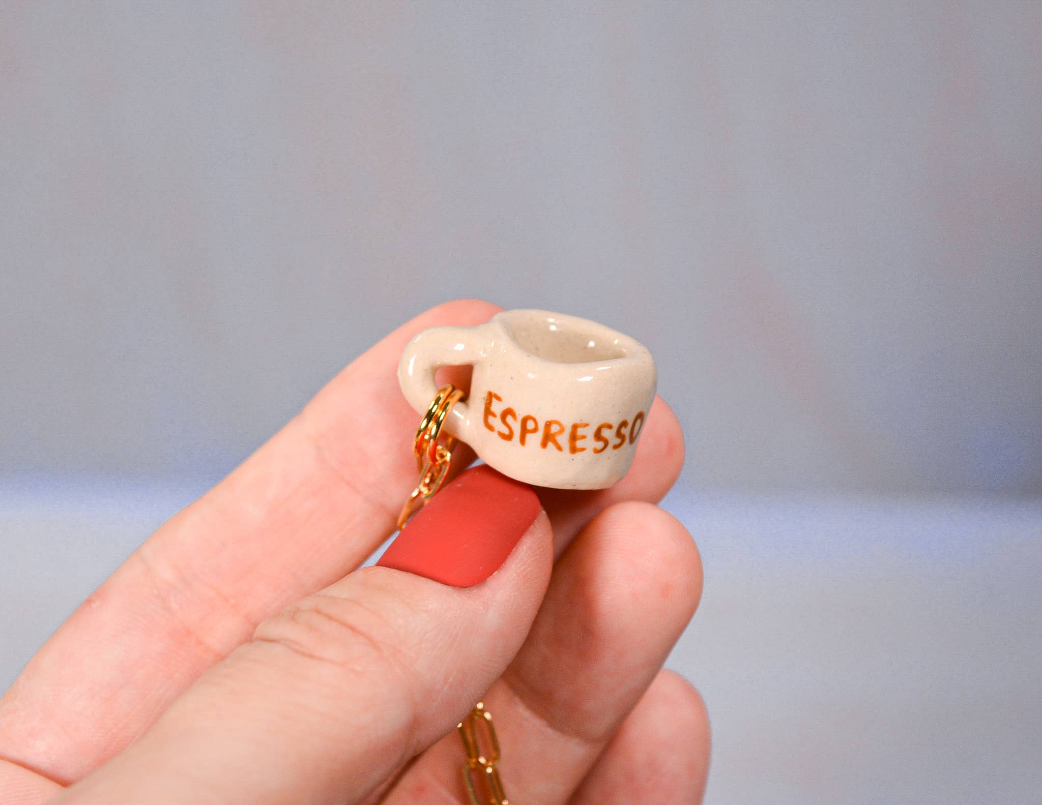 Espresso Miniature Mug Ceramic Charm Pendant Necklace