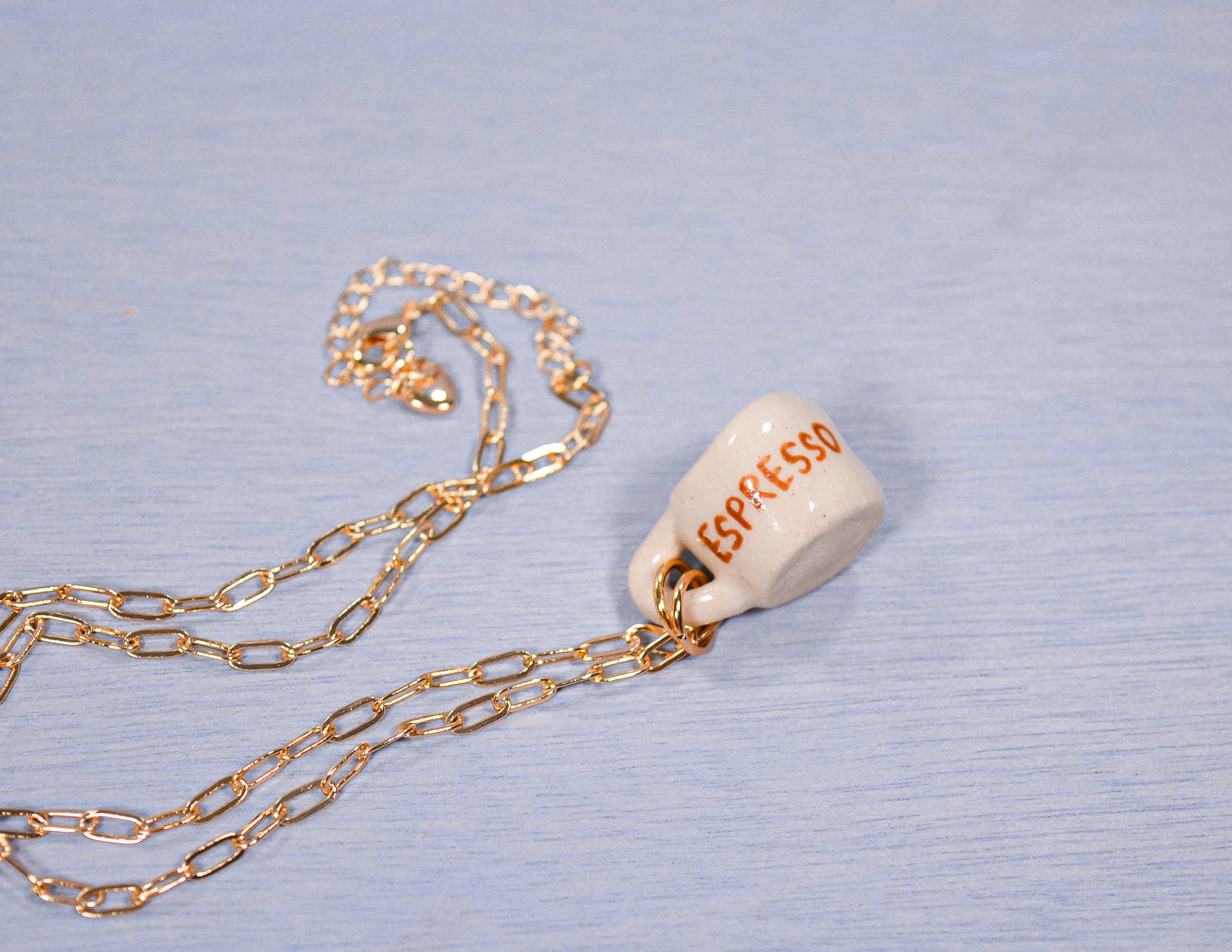 Espresso Miniature Mug Ceramic Charm Pendant Necklace