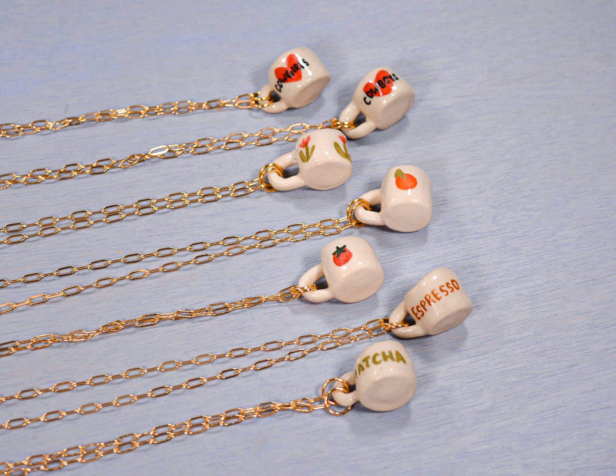 Espresso Miniature Mug Ceramic Charm Pendant Necklace
