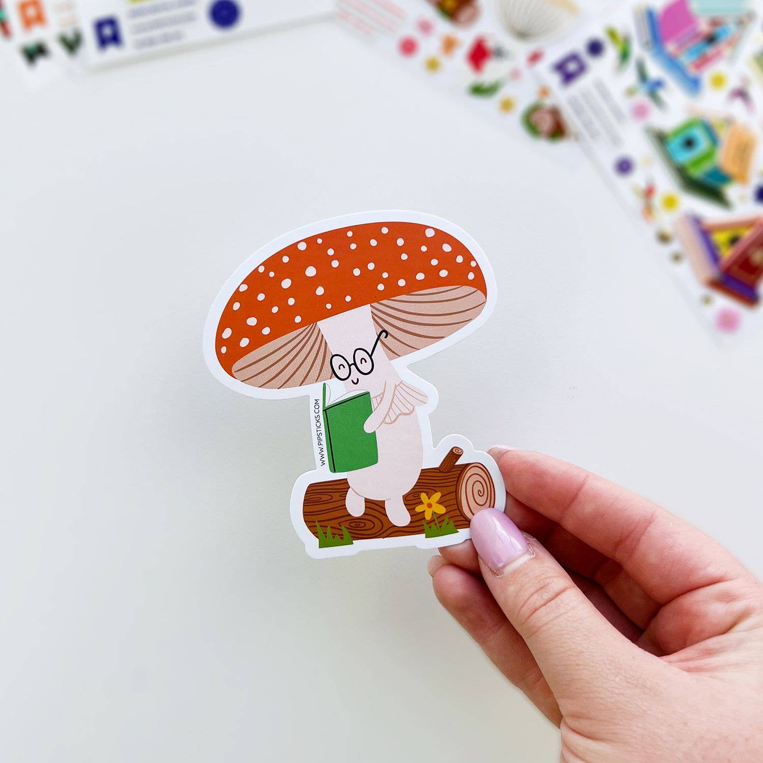 Literary Mushroom Vinyl Sticker