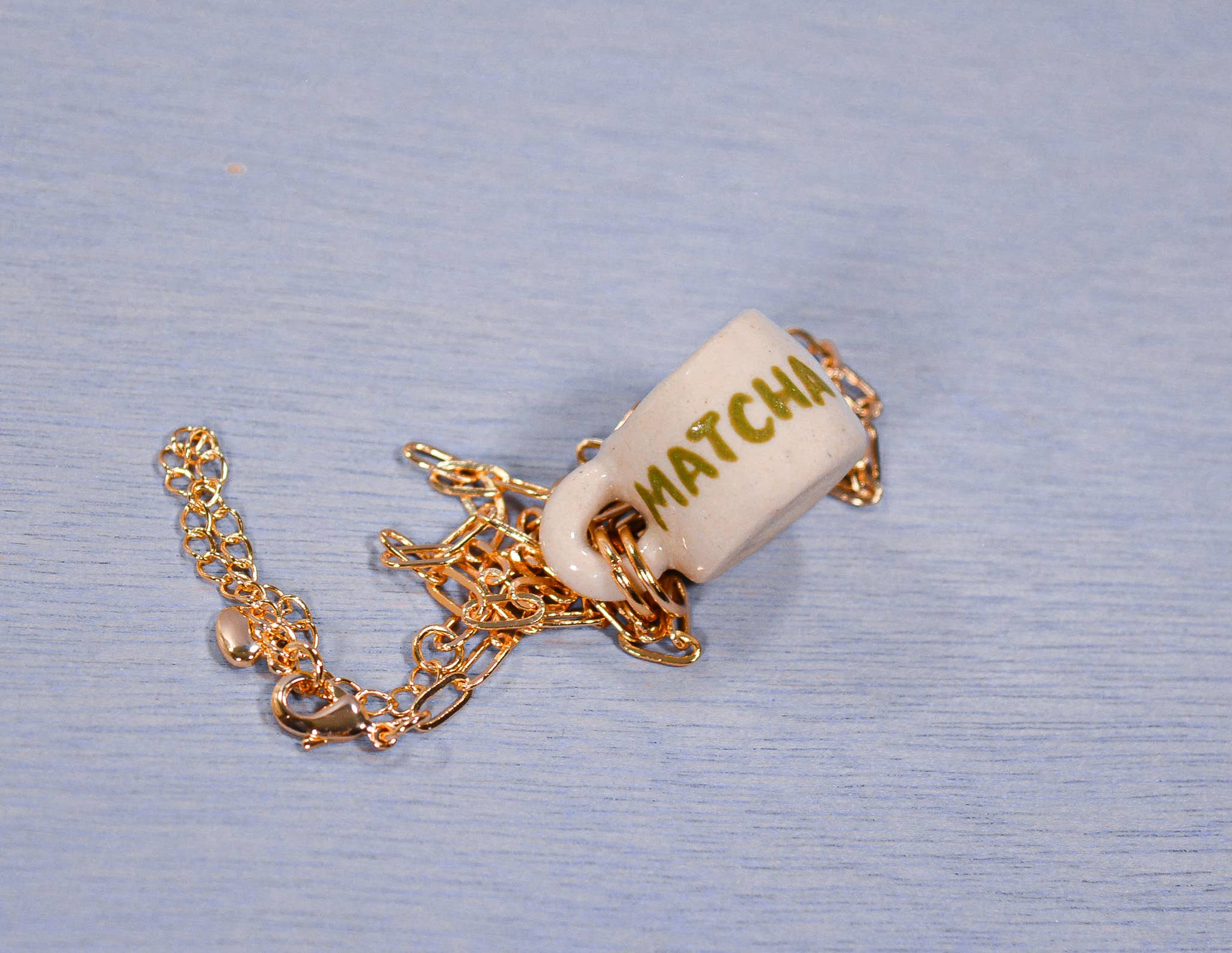 Matcha Miniature Mug Ceramic Charm Pendant Necklace